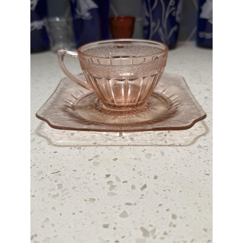 Jeannette Adam Pink Tea Cup And Saucer Depression Glass